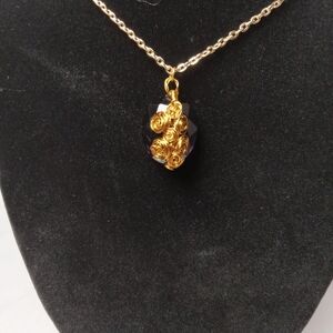 Hand Crafted Gold and Purple Artisan Necklace